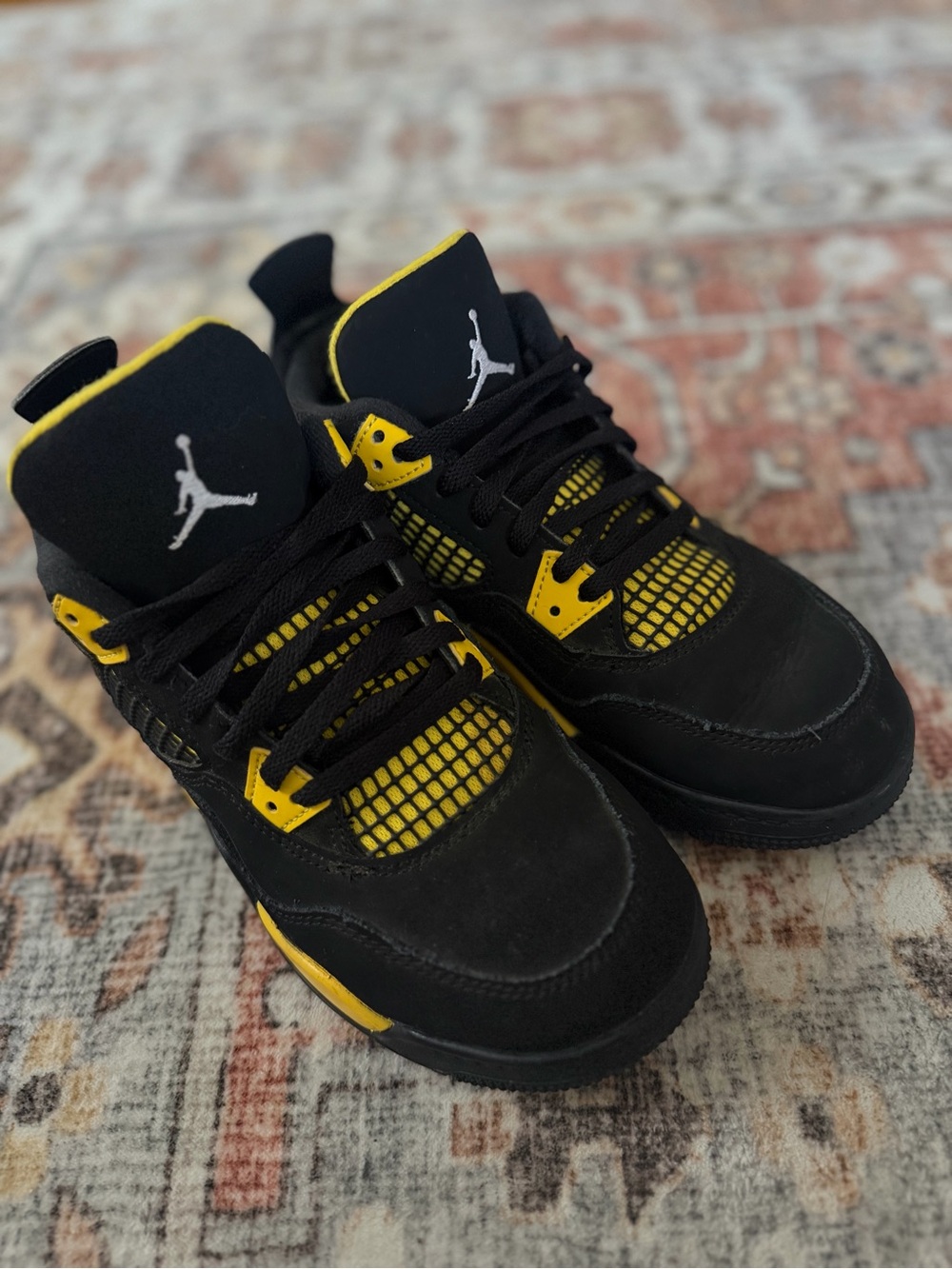 Nike Jordan 4s Kids' Black/Yellow Basketball Shoes